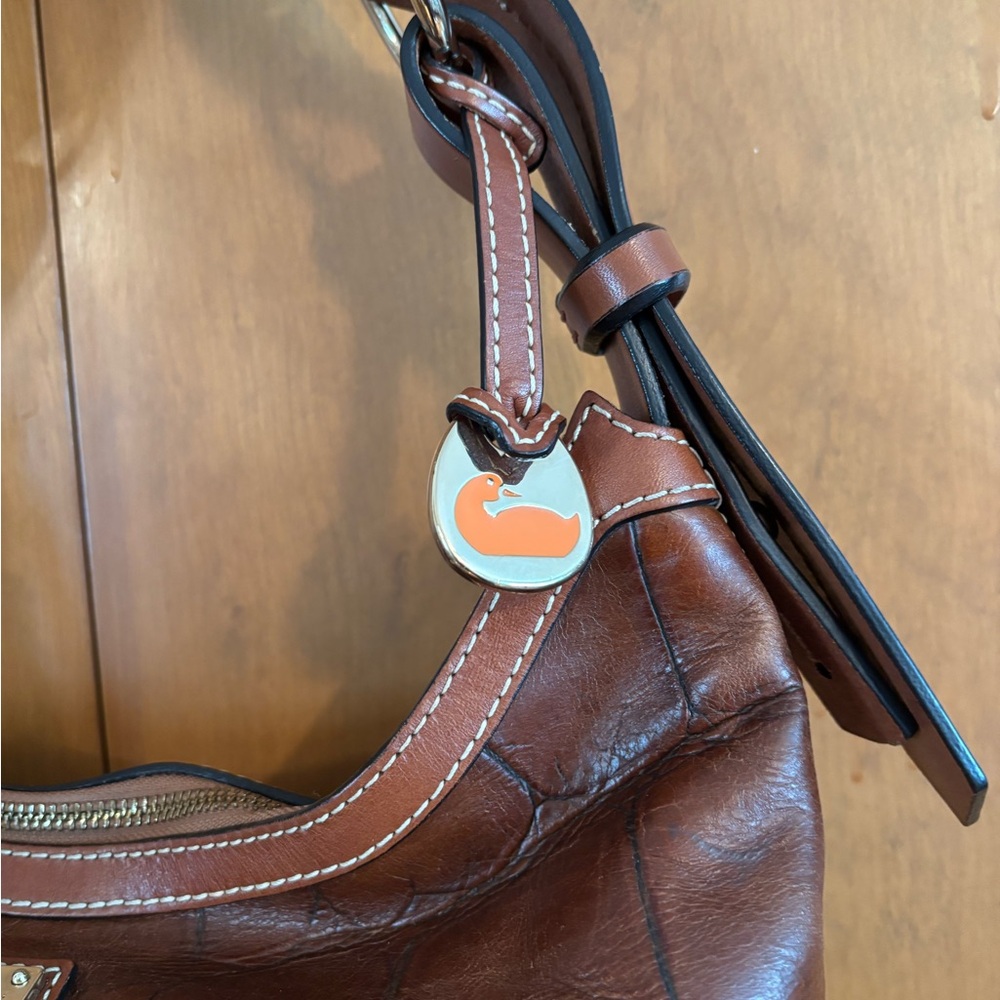 Dooney & Bourke Crocodile printBrown Leather Hobo Bag with Gold Hardware - Picture 8 of 8